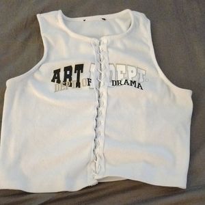 White "Art Dept" Cropped Shirt